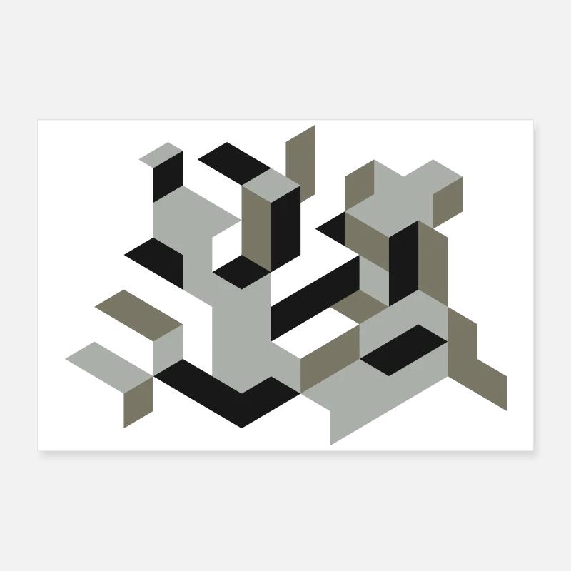 Perspective Construction Cube Teindre Yourself Labyrinthe 3D Poster 60 x 40 cm