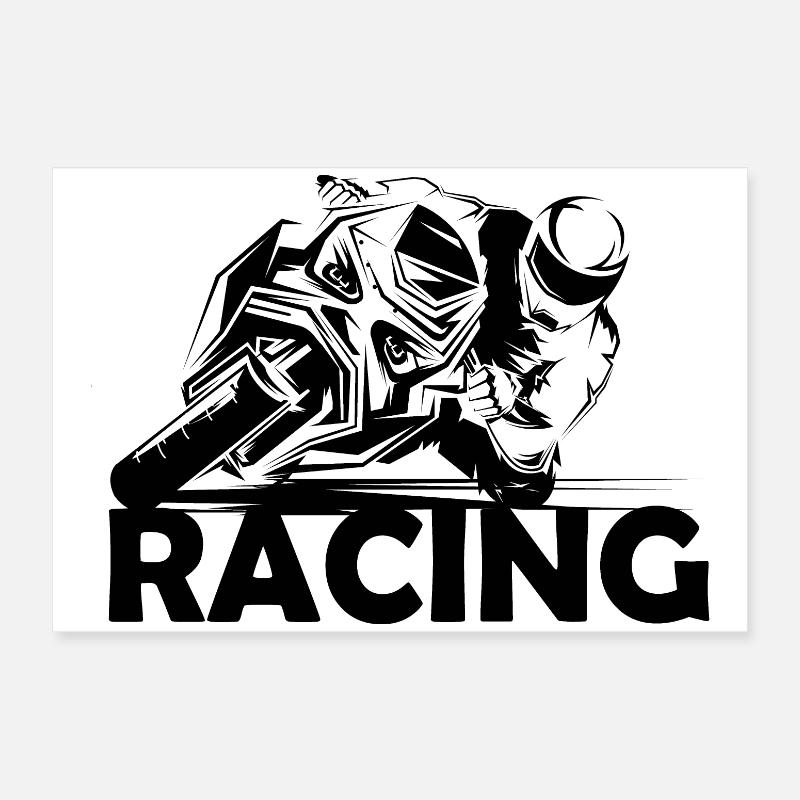 Moto de course Moto Piste de course Logo Icon Image Poster 60 x 40 cm
