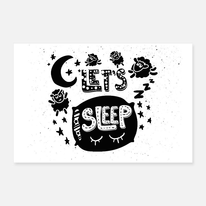 Let’s Sleep - Conception de chemise de sommeil en mouton mignon Poster 60 x 40 cm