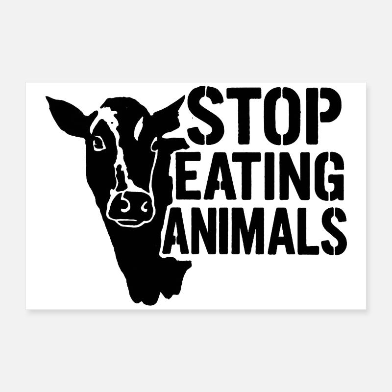 Silhouette de vache arrête de manger des animaux Poster 60 x 40 cm