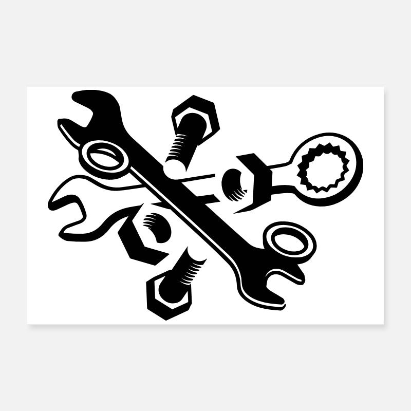 Screws, nuts and wrench Poster 24" x 16" (60x40 cm)