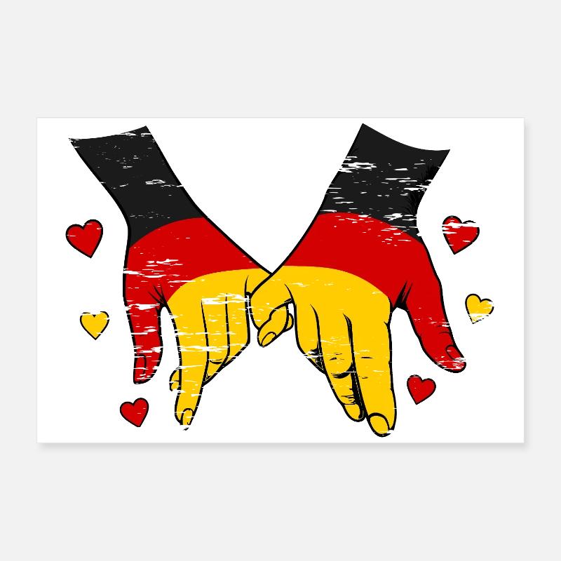 Drapeau allemand main dans la main utilisé Poster 60 x 40 cm