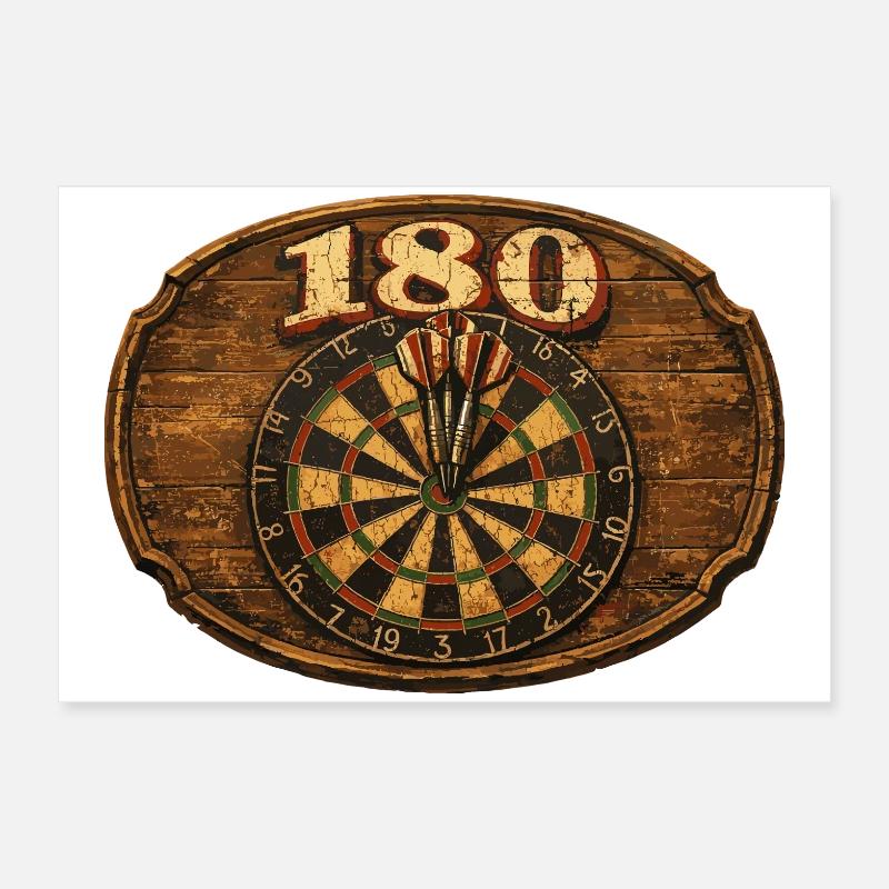 Cible de fléchettes rétro 180 pour joueurs de fléchettes - cadeau Poster 60 x 40 cm