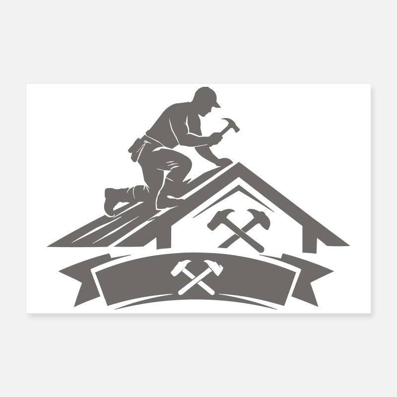 Dachdecker Dachbauer Logo Poster 60x40 cm