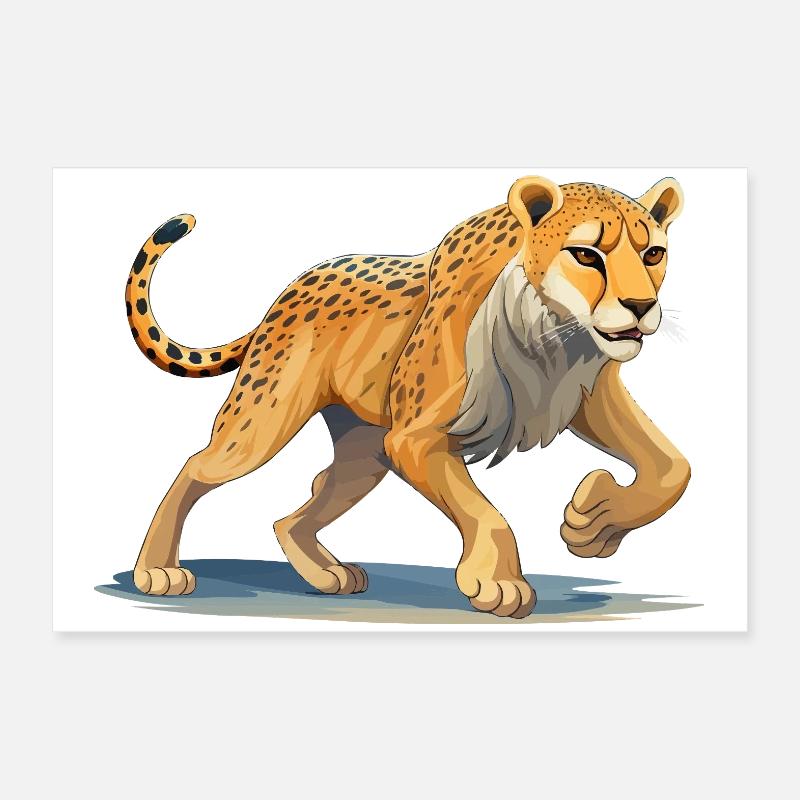 Dynamische Geparden-Illustration Poster 60x40 cm