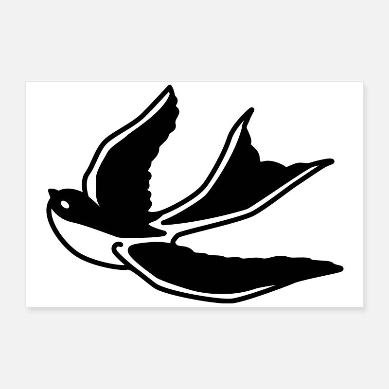 Schwalbe – Eleganter Vogel im Flug als Silhouette Poster 60x40 cm