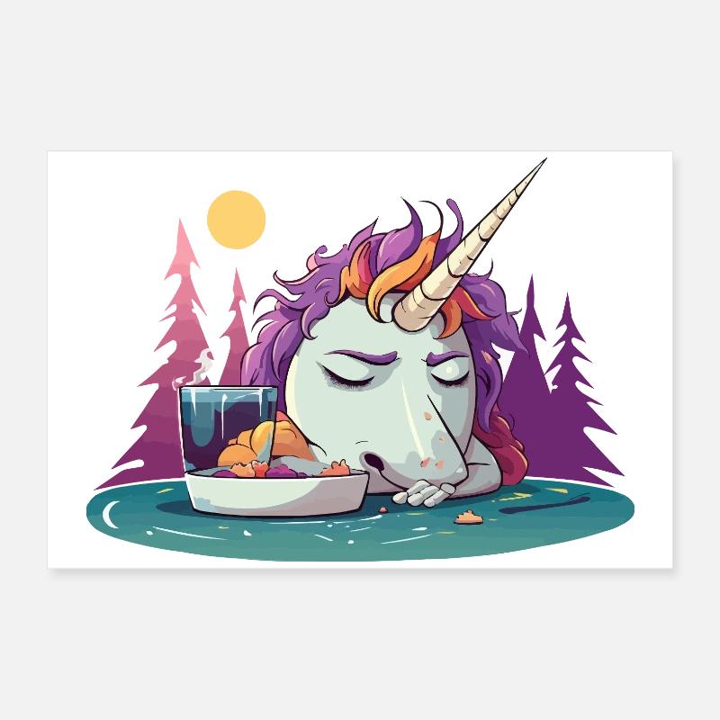 Sleepy unicorn by the pond Poster 24" x 16" (60x40 cm)