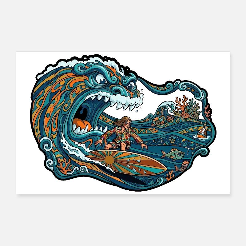 Aventure de vagues géantes de vagues Poster 60 x 40 cm