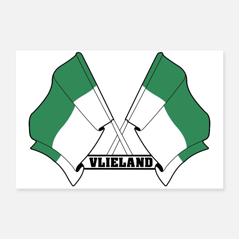 Vlieland Crossed Flags – Island Pride Poster 24" x 16" (60x40 cm)