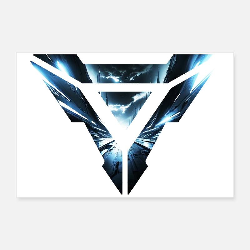 Futuristic Cyber Realm Triangular Design Poster 24" x 16" (60x40 cm)