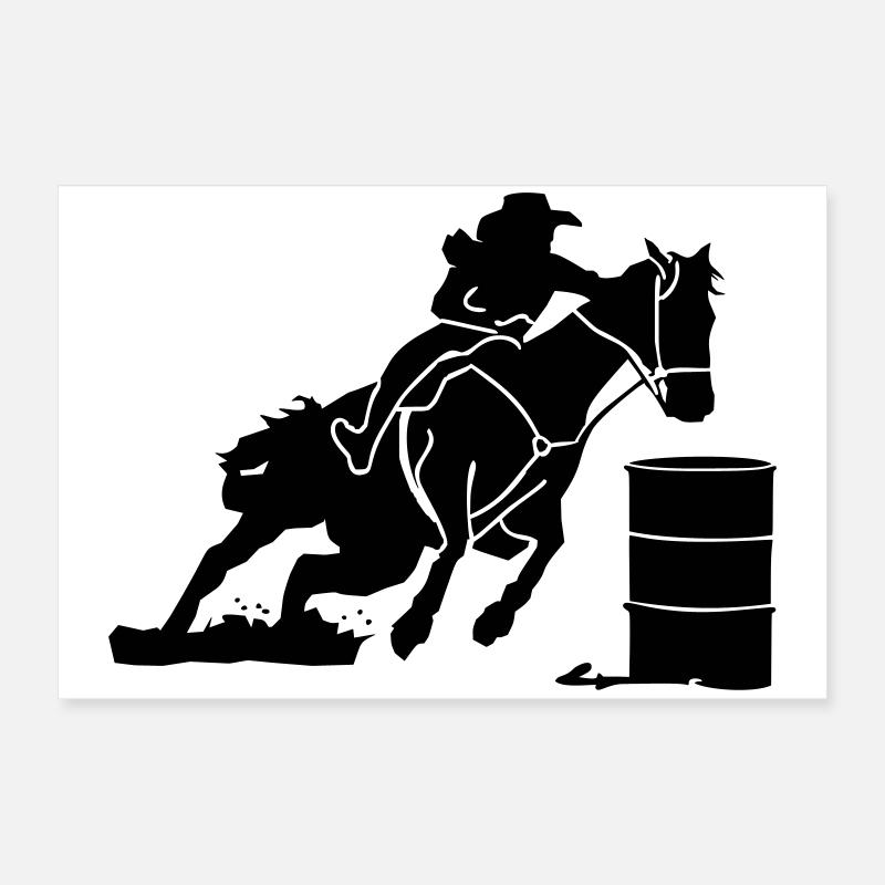 Equestrian Western Riding - Barrel Race Poster 24" x 16" (60x40 cm)