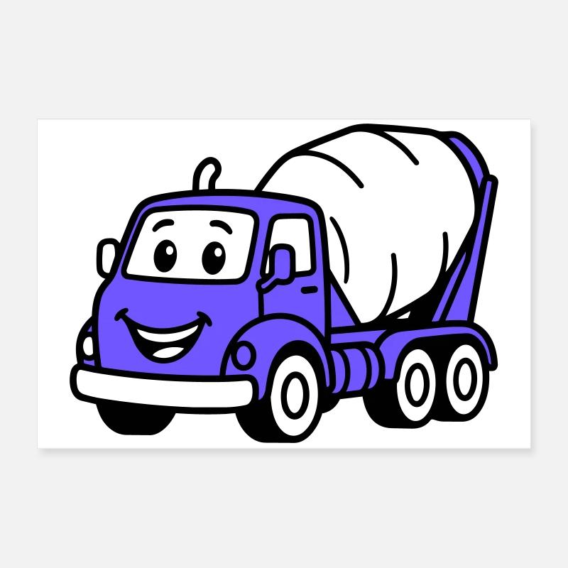 Les enfants du chariot de construction Poster 60 x 40 cm