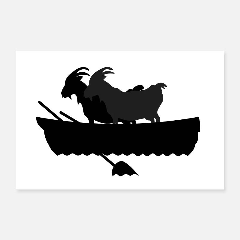 GOATS 2 chèvres dans le bateau Poster 60 x 40 cm
