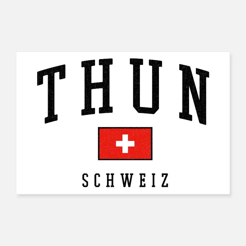 Thun Schweiz Design mit Flagge Poster 60x40 cm
