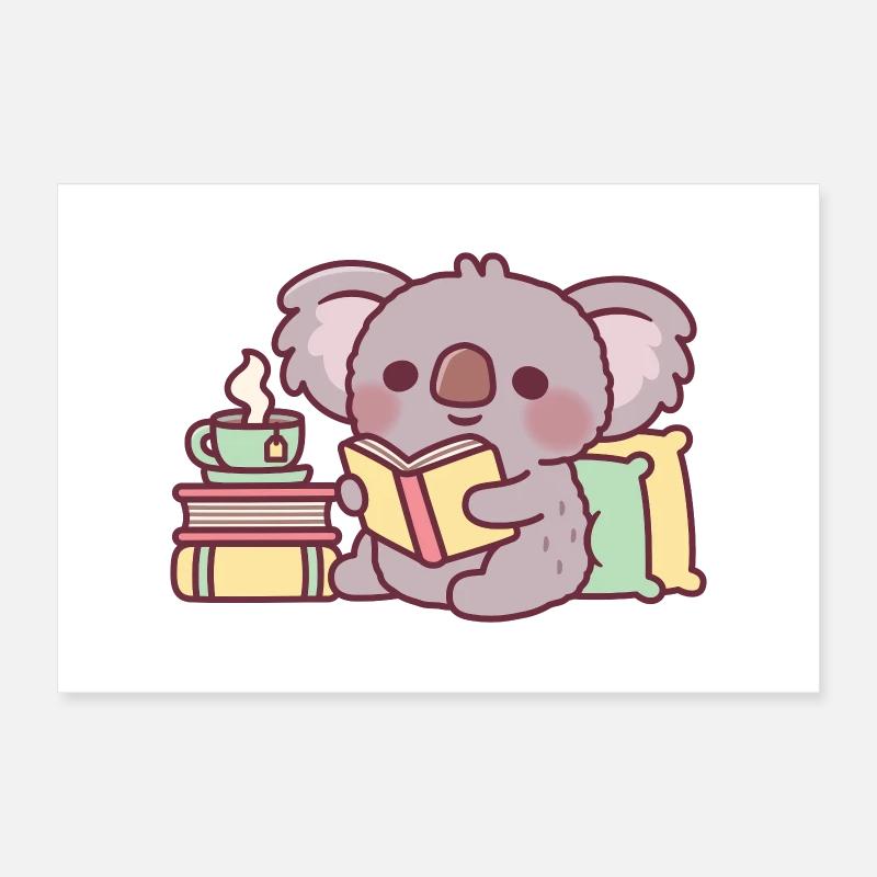 Süßer Koala, der ein Buch liest Poster 60x40 cm