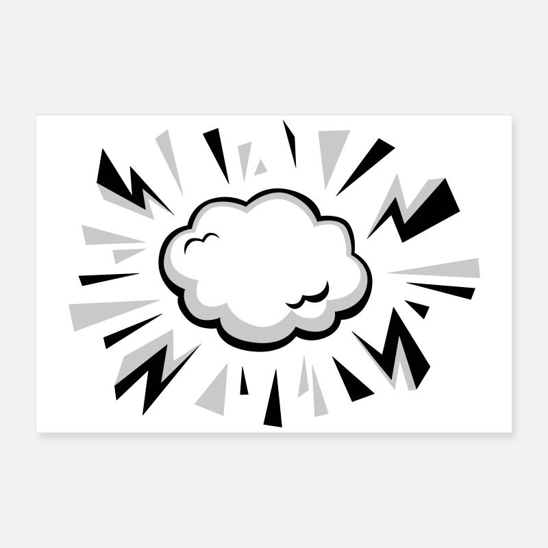 Comic Wolke mit Blitzen Poster 60x40 cm