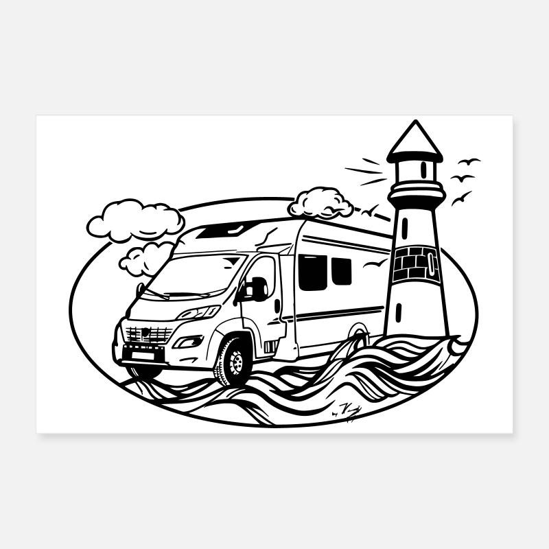 Wohnmobil am Meer  Poster 60x40 cm