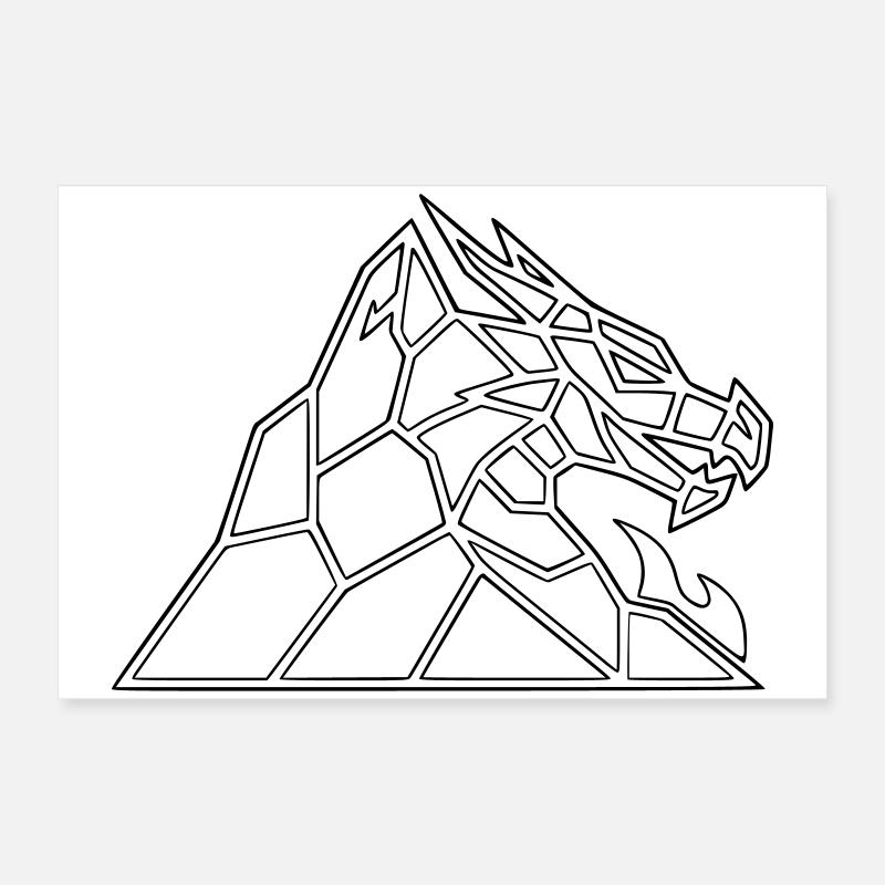 Drachenfels Geometric: Dragon Saga as Vector Poster 24" x 16" (60x40 cm)