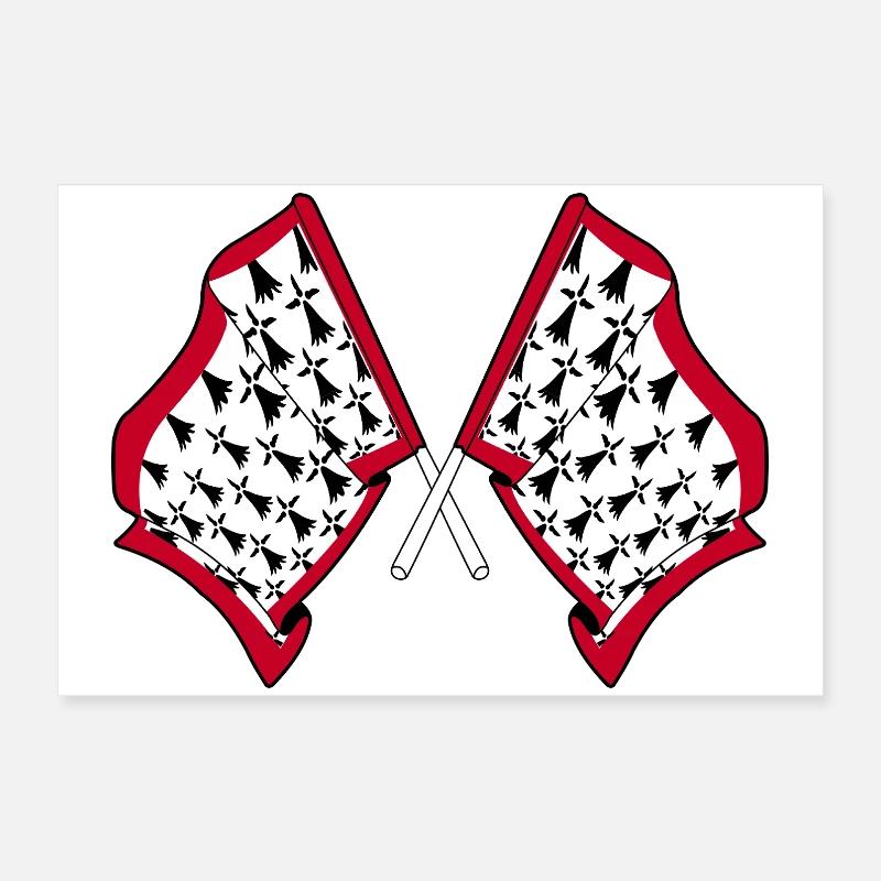 Drapeaux croisés du Limousin Poster 60 x 40 cm