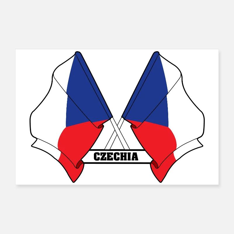 RÉPUBLIQUE TCHÈQUE – Drapeaux croisés Poster 60 x 40 cm