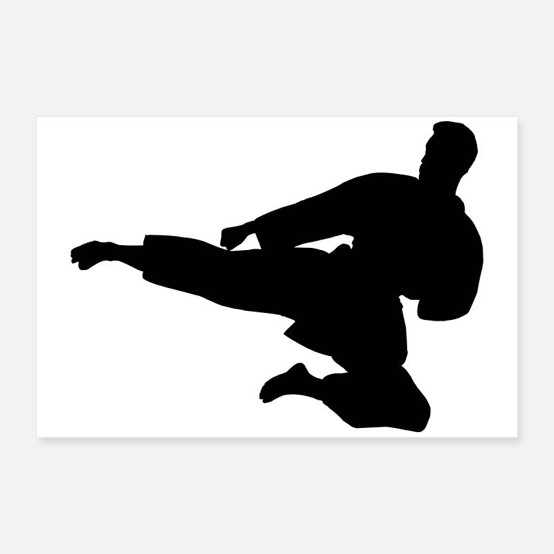 Karate oder Taekwondo sprangen seitwärts Poster 60x40 cm