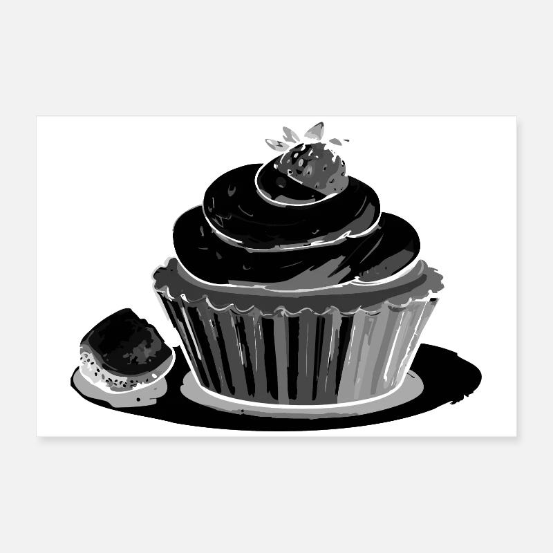 Cupcake Strawberry Poster 60x40 cm