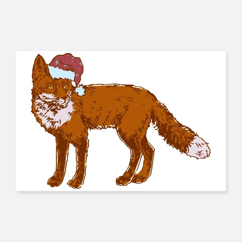 CHRISTMAS FOX Poster 24" x 16" (60x40 cm)