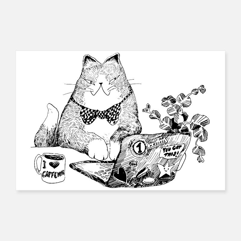 CHAT DE BUREAU Poster 60 x 40 cm