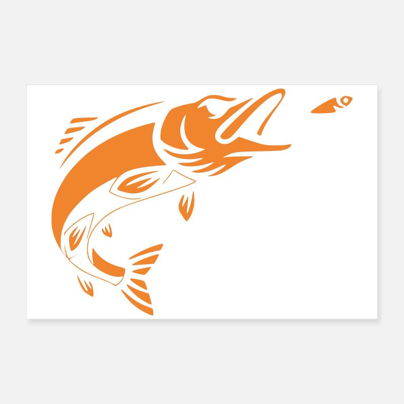 Hecht Raubfisch Sprung Silhouette Poster 60x40 cm