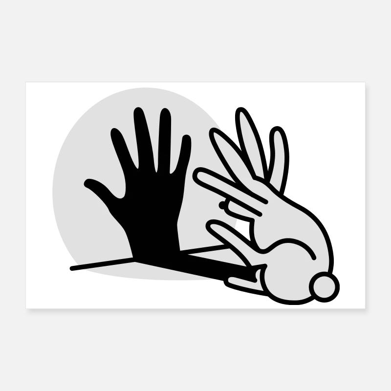 Ombre chinoise, main, lapin Poster 60 x 40 cm