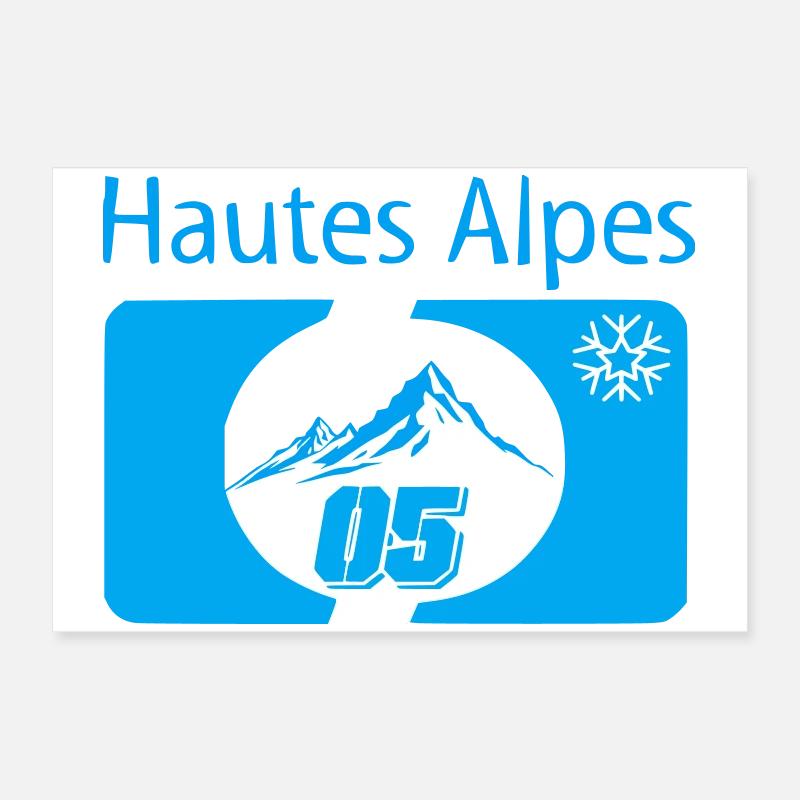 Montagnes et Flocon Hiver Hautes Alpes Poster 60 x 40 cm