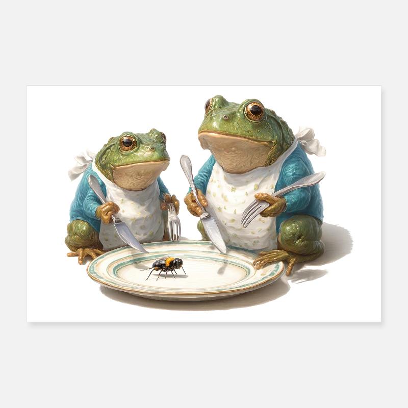 Frog Dinner: Fly on a Plate Poster 24" x 16" (60x40 cm)