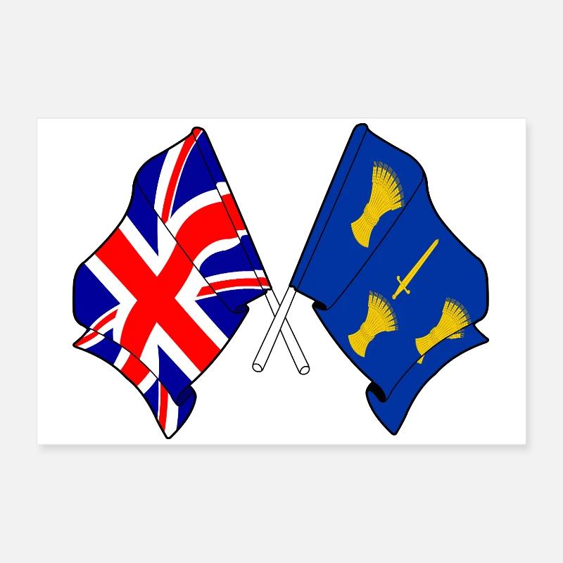 Cheshire &amp; Great Britain Flags Poster 24" x 16" (60x40 cm)