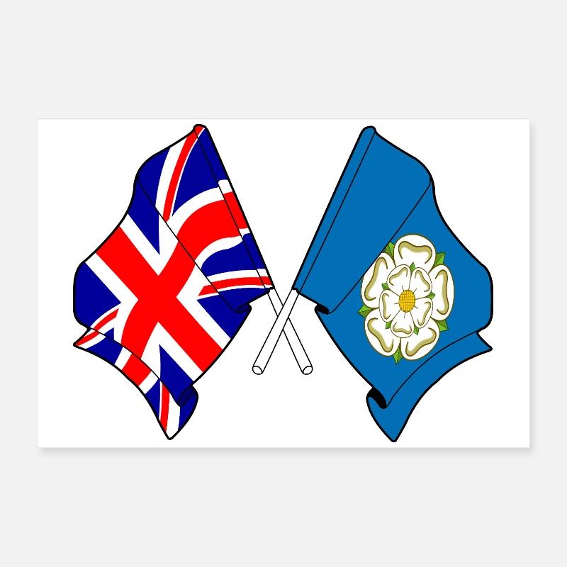 Drapeau du Yorkshire + Grande-Bretagne Poster 60 x 40 cm