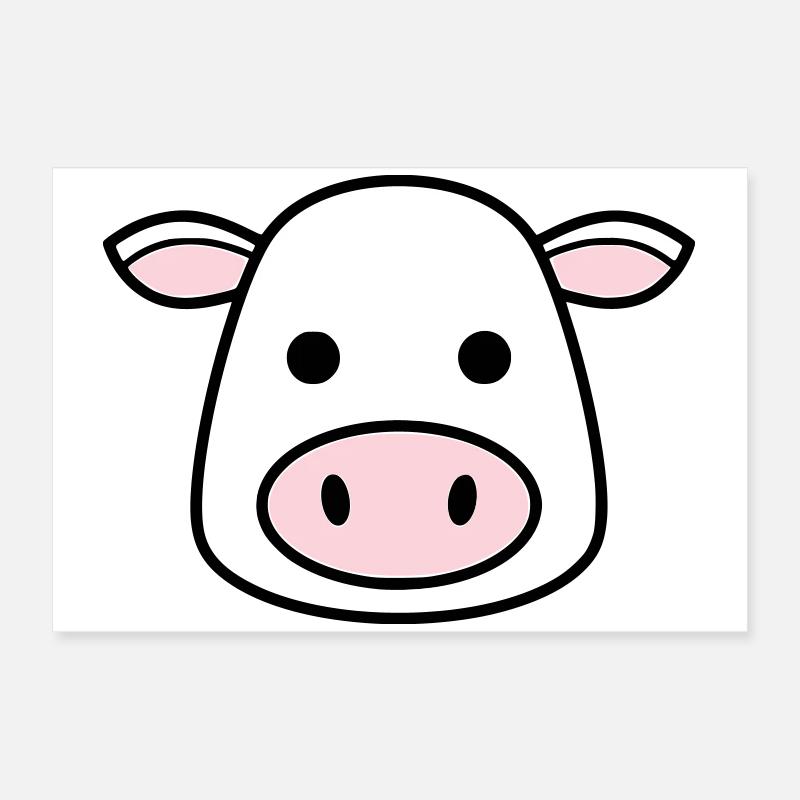 Mignonne Tête de Vache Visage Vector de la BD Poster 60 x 40 cm