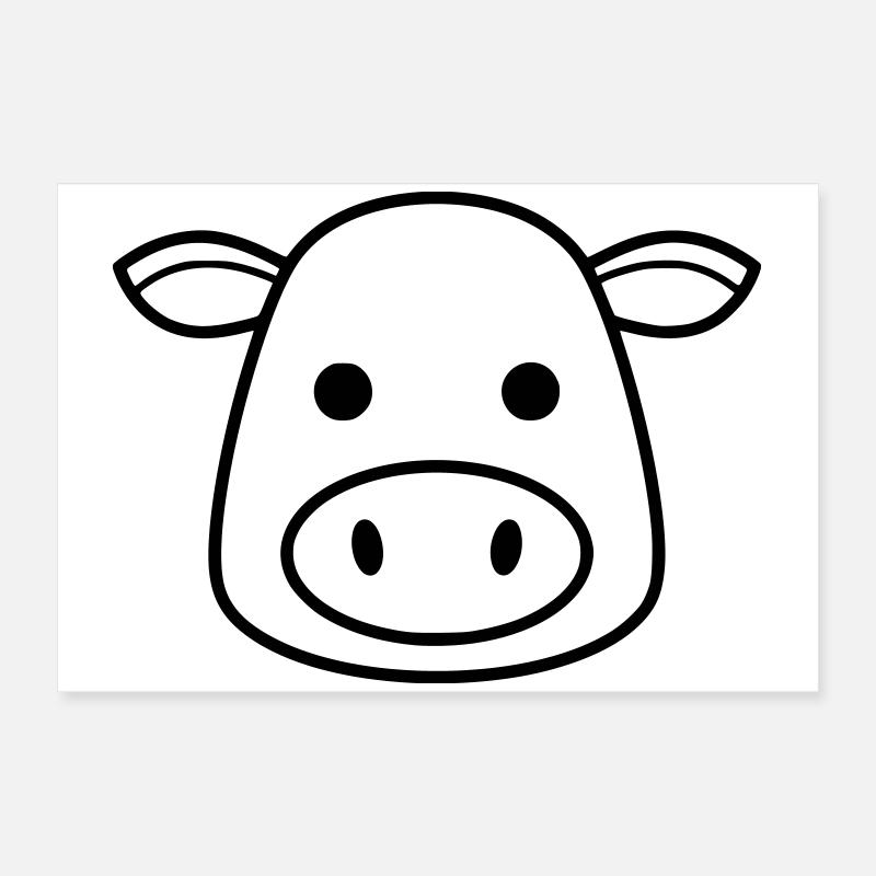 Icône de tête de vache Minimaliste Clean Poster 60 x 40 cm