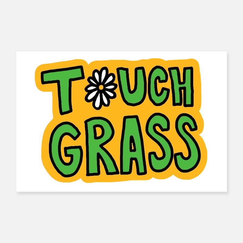 Retro "Touch Grass" Daisy Flower Poster 24" x 16" (60x40 cm)