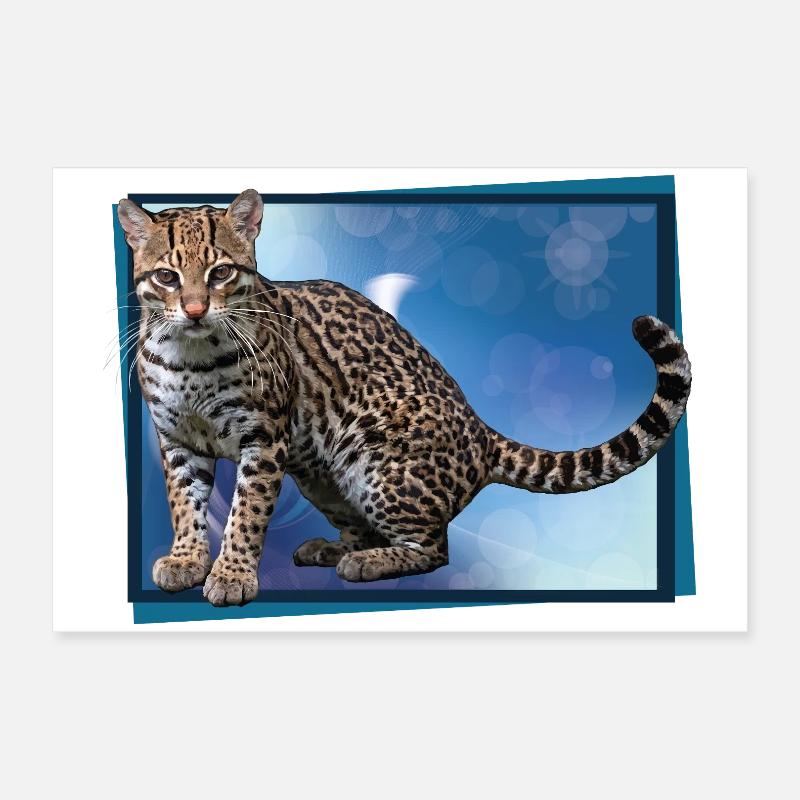Blauer Leoparden-Bokeh Poster 60x40 cm