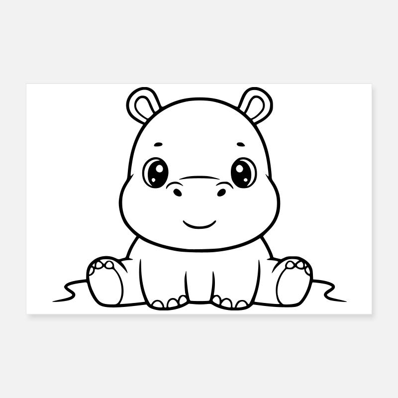 Résumé de la bande dessinée Bébé Hippopotame mignon Poster 60 x 40 cm