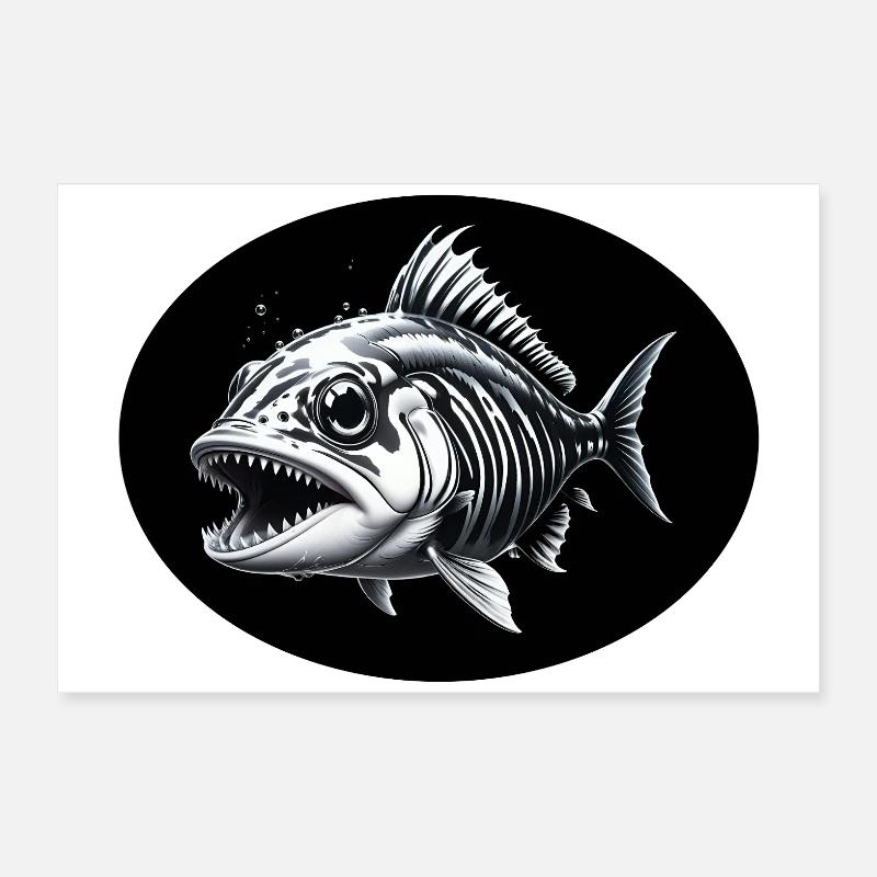 Squelette de poisson Poster 60 x 40 cm