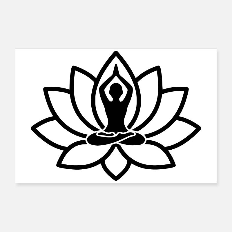 Silhouette de fleur de lotus de yoga Poster 60 x 40 cm