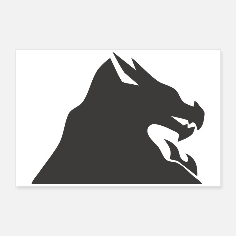 Silhouette Tête De Dragon Poster 60 x 40 cm