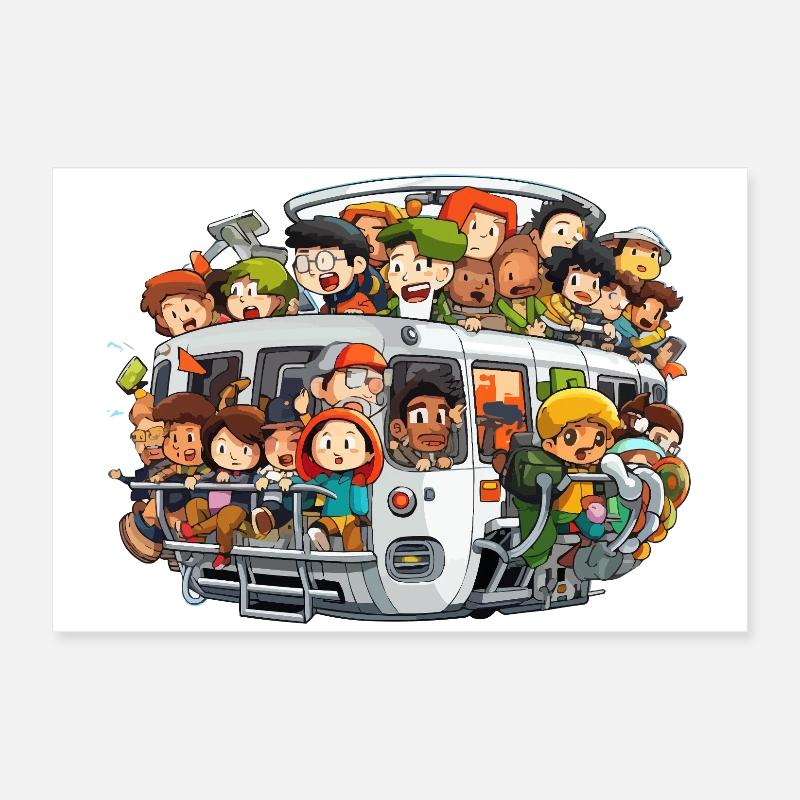 Scène colorée du bus Poster 60 x 40 cm