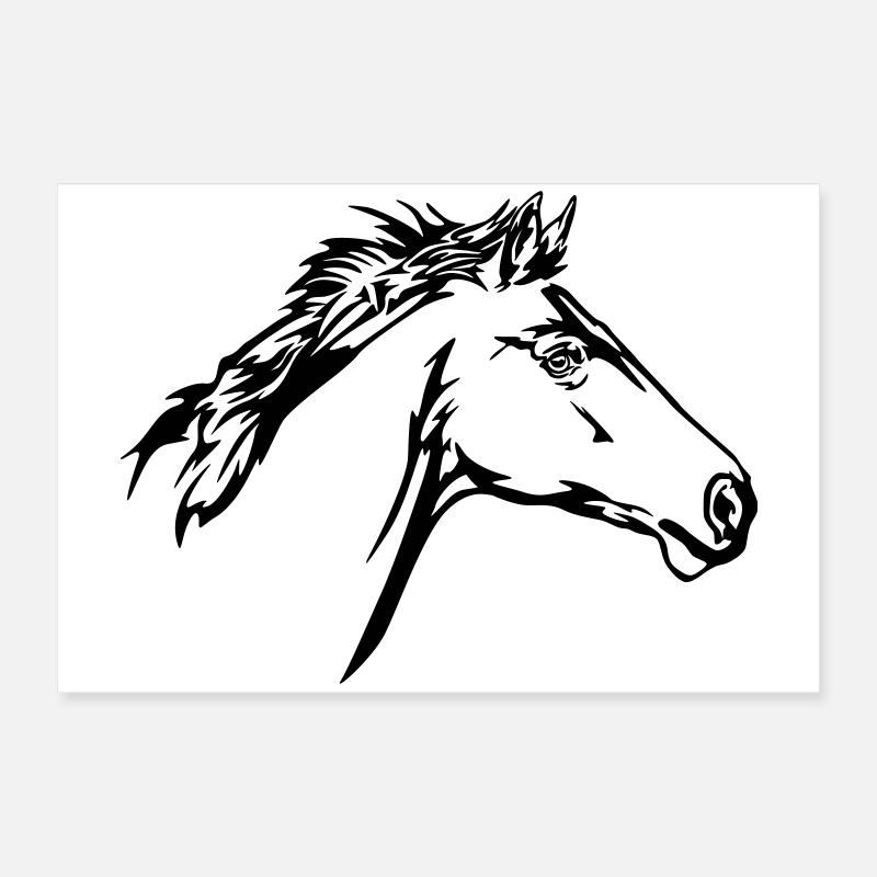 Tête de cheval en course Poster 60 x 40 cm