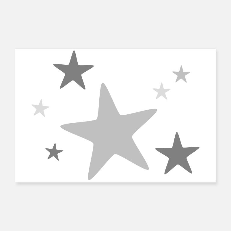 Groupe d’étoiles multicolore - Poster 60 x 40 cm - blanc