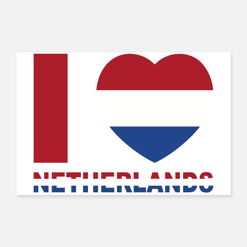 Coeur avec drapeau des Pays-Bas Poster 60 x 40 cm