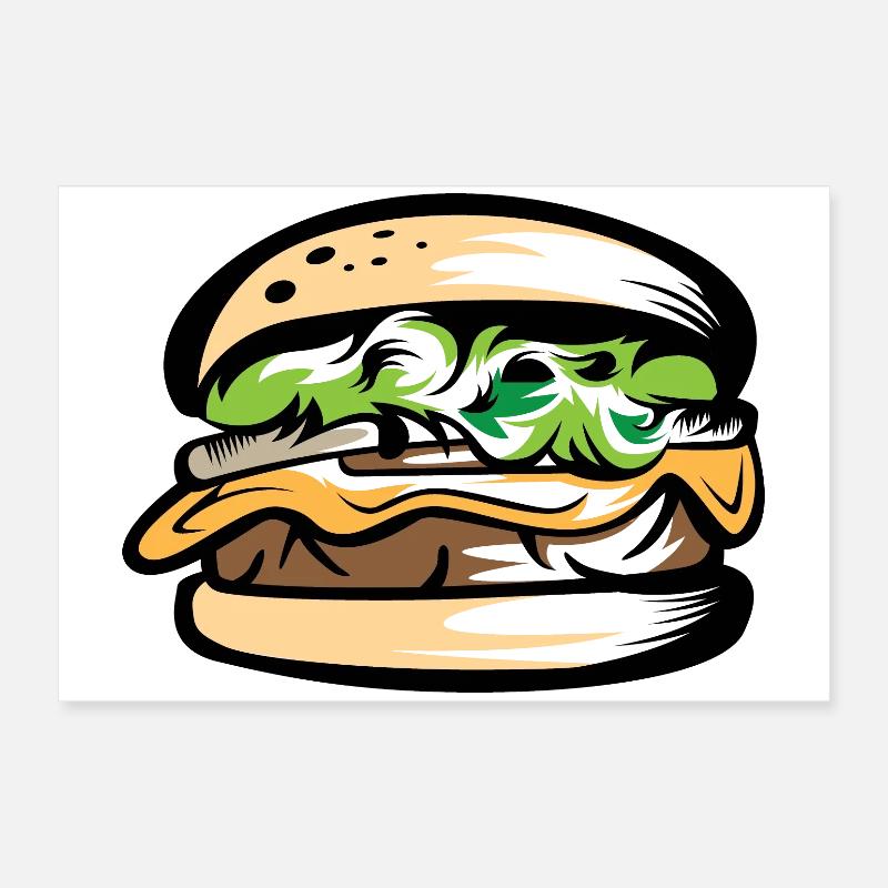 Burger Liebe Farben gutes leckeres Essen DIY Poster 60x40 cm