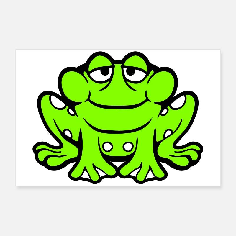 Frog toad smiles funny sitting comic happy Poster 24" x 16" (60x40 cm)