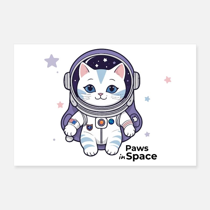 Astronaut Cat Space Cat Design Poster 60 x 40 cm