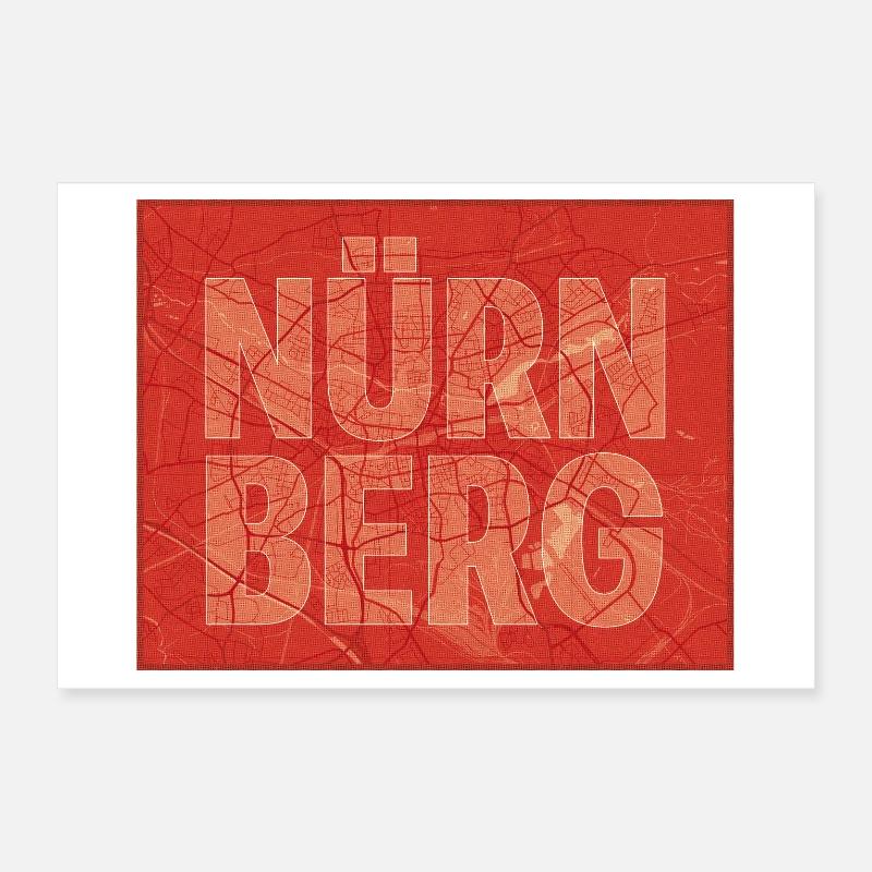 Nuremberg City Map Bold Poster 24" x 16" (60x40 cm)